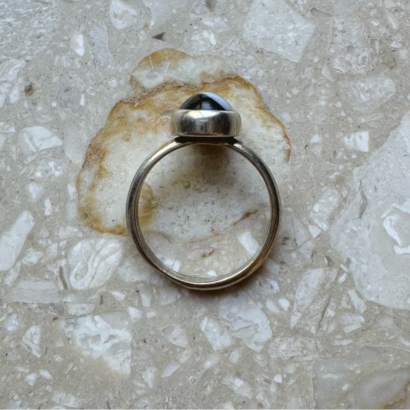 Agate Sterling Silver Vintage Bezel Ring - Picture 12 of 13